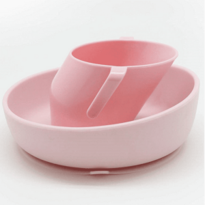 Silikoonist laua külge kinnituvb kauss ja Doidy Cup spetsiaalse kaldega joogitopsi, tassi komplekt, roosa