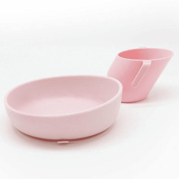 Silikoonist laua külge kinnituvb kauss ja Doidy Cup spetsiaalse kaldega joogitopsi, tassi komplekt, roosa